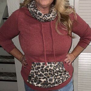 New Bibi Cowl Neck Leopard Top